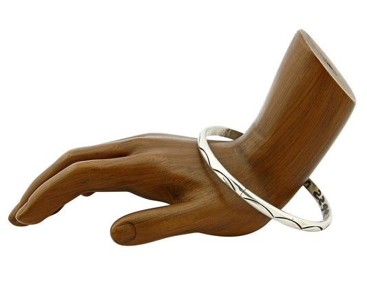 Women's Navajo Bracelet .925 Silver 5.25 mm Wide Hand Stamped