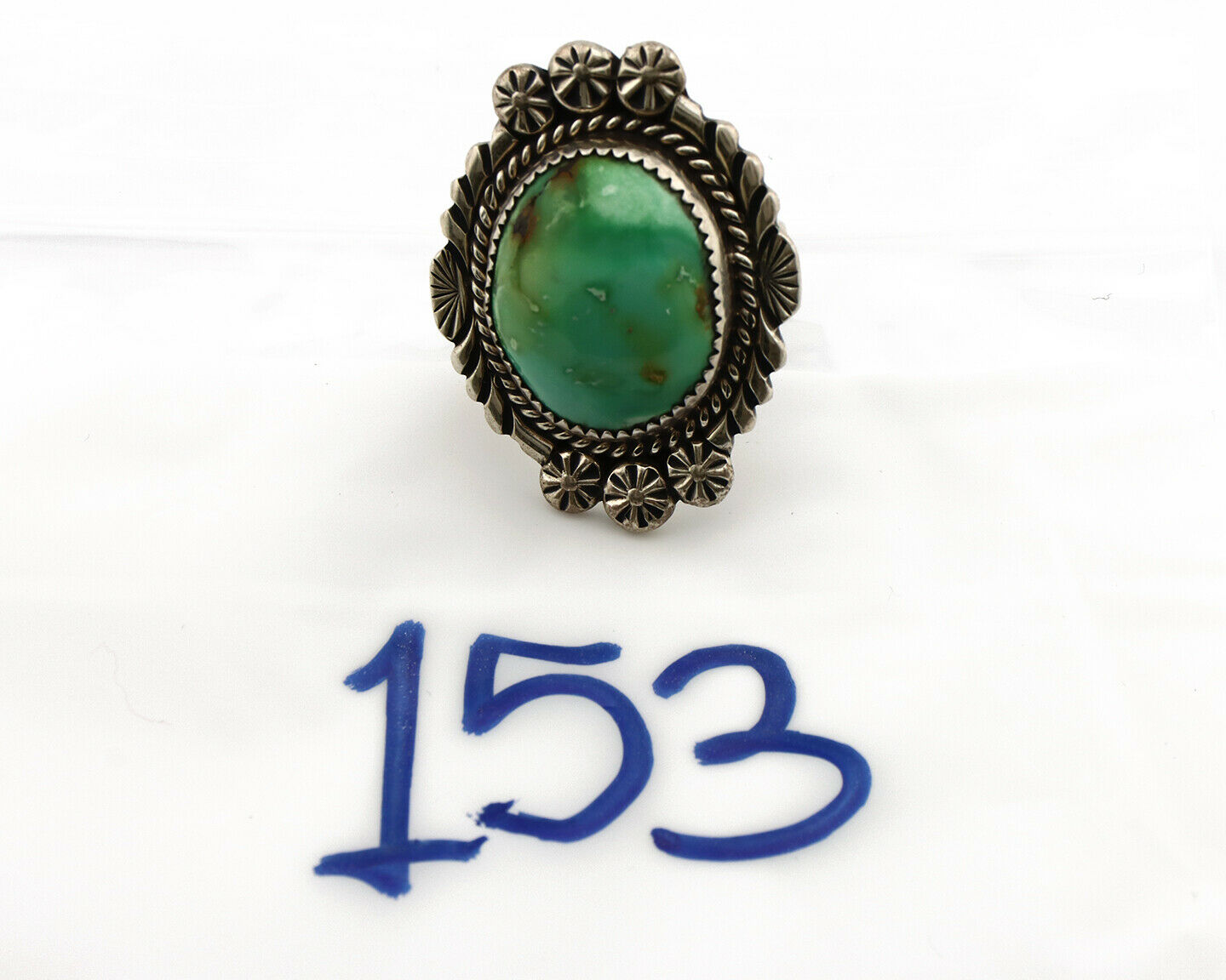 Navajo Ring .925 Silver Royston Turquoise Native American Artist C.80's