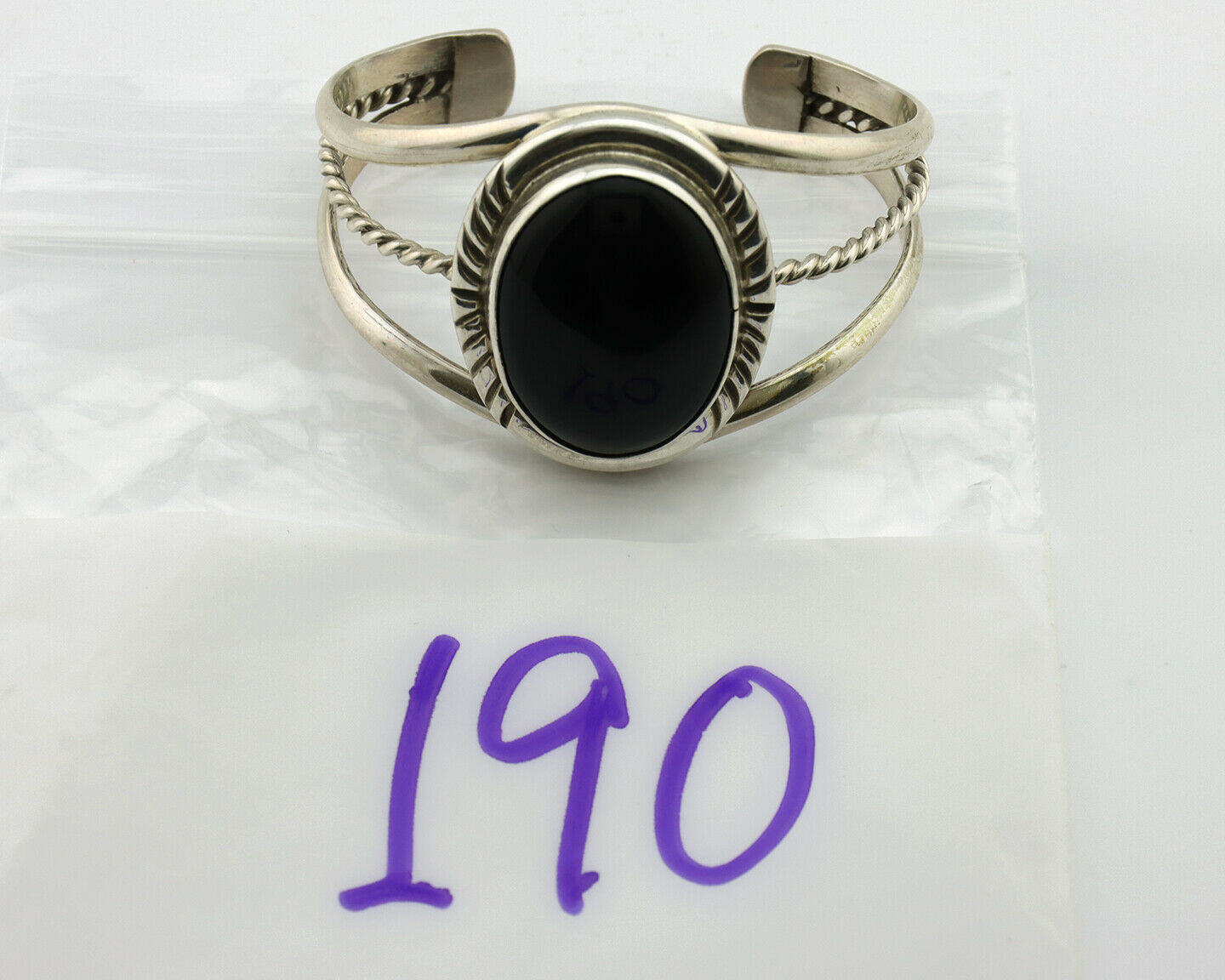 Navajo Bracelet .925 Silver Natural Black Onyx Artist Native American C.90's