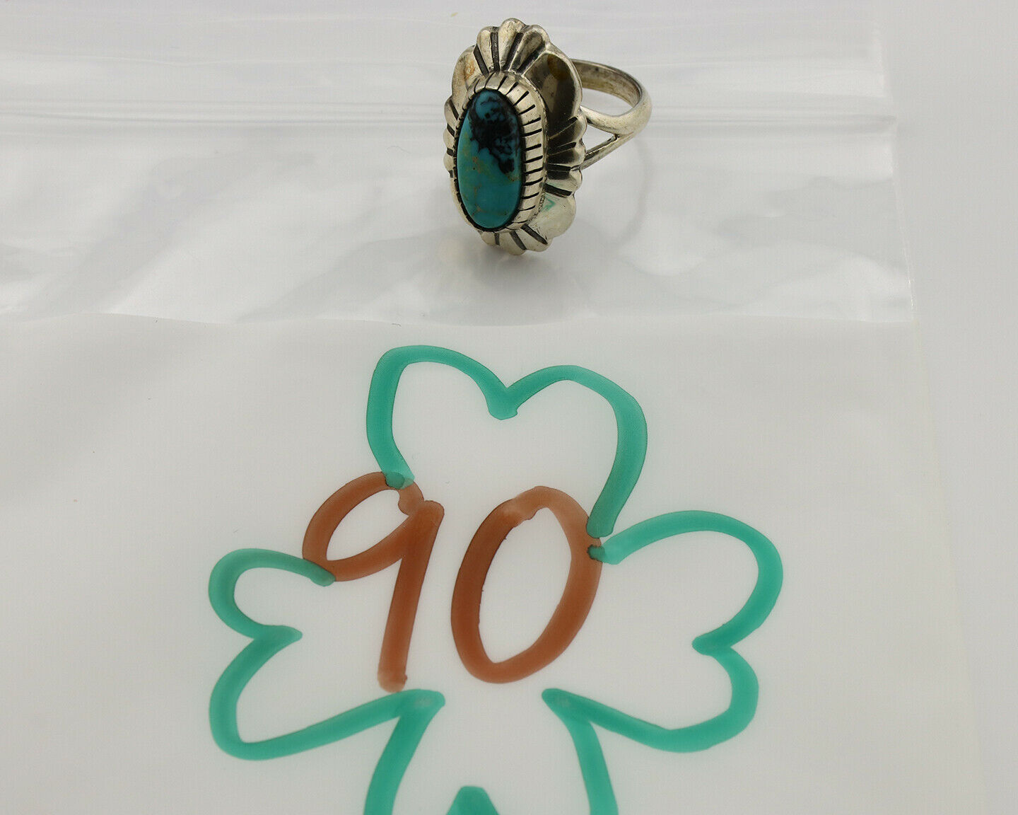 Navajo Ring .925 Silver Arizona Turquoise Signed M Montoya C.80's