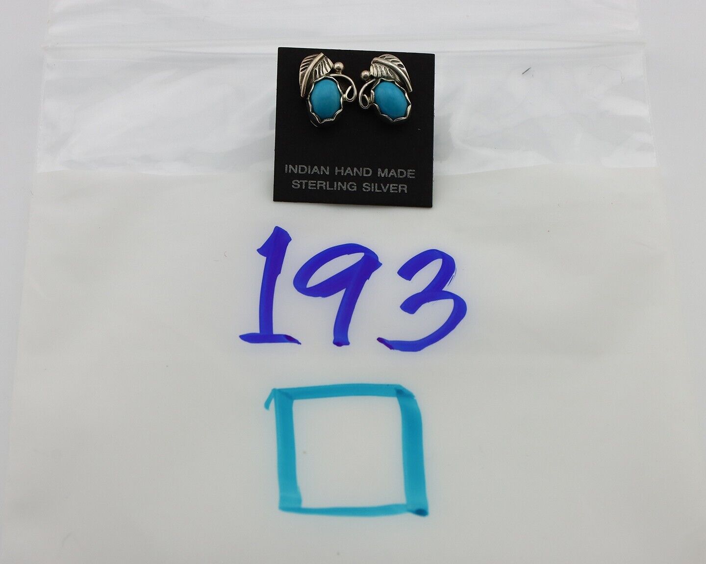 Navajo Earrings 925 Silver Natural Mined Turquoise Native American Artist C.80's