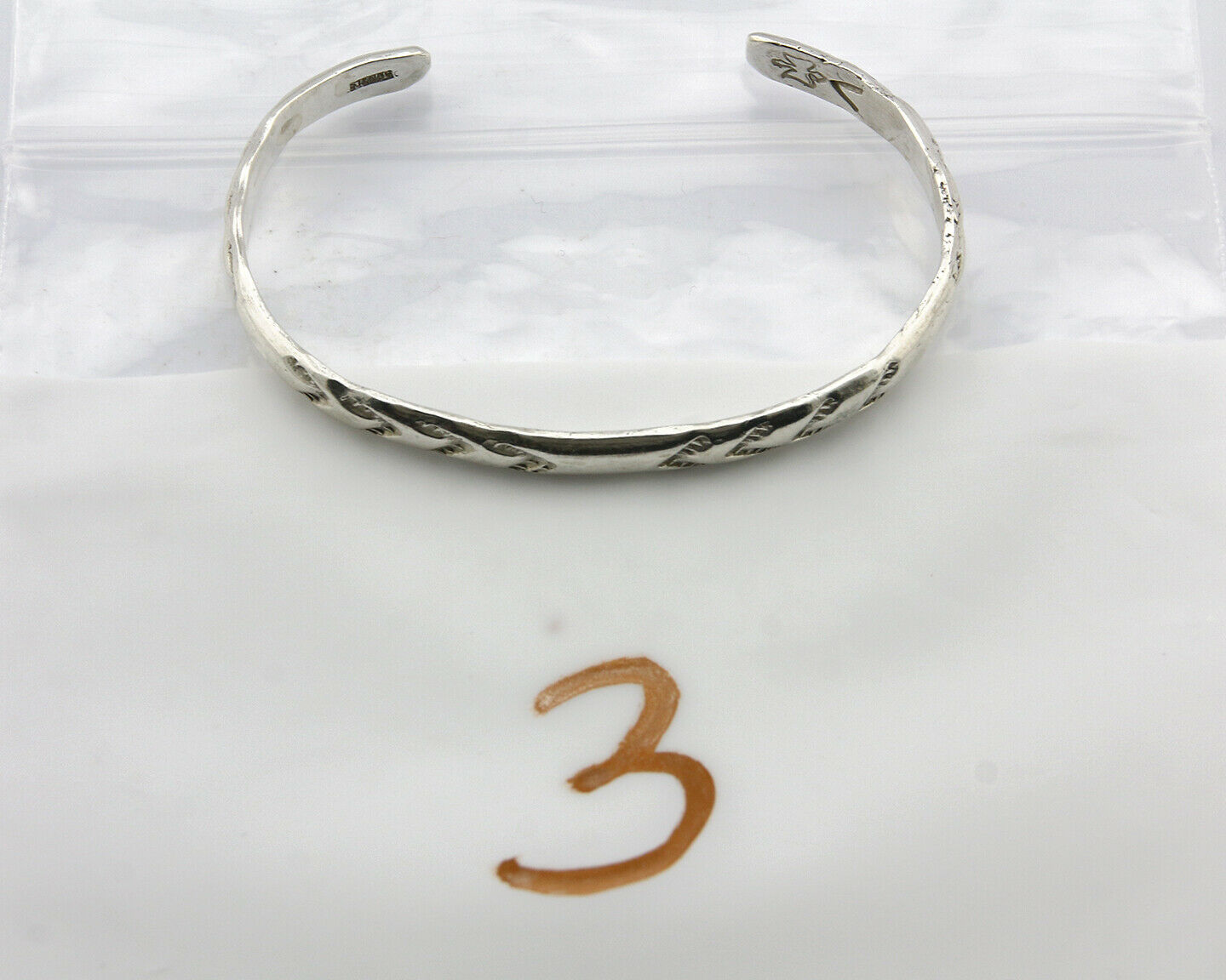 Navajo Bracelet .925 Silver Hand Stamped Arrow Head Artist I Montoya C.80's