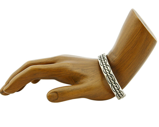 Women's Navajo Bracelet .925 Silver Handmade Cuff Signed Montoya C.1980's