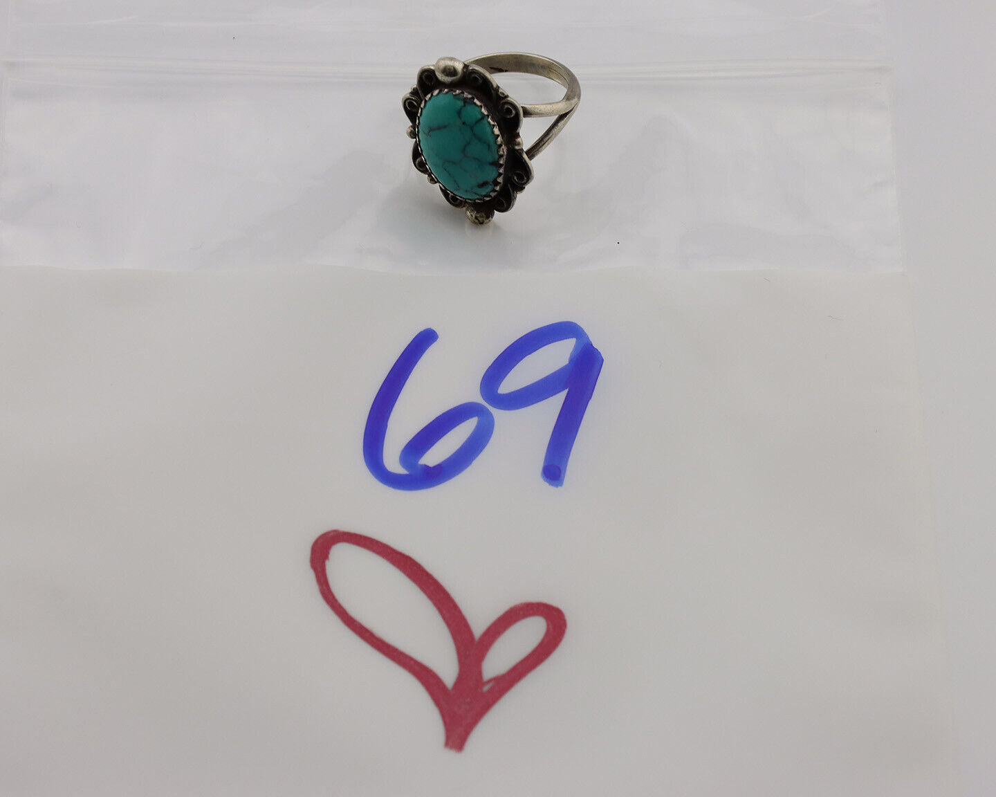 Navajo Ring .925 Silver Spiderweb Turquoise Artist Signed TALHAT C.80's