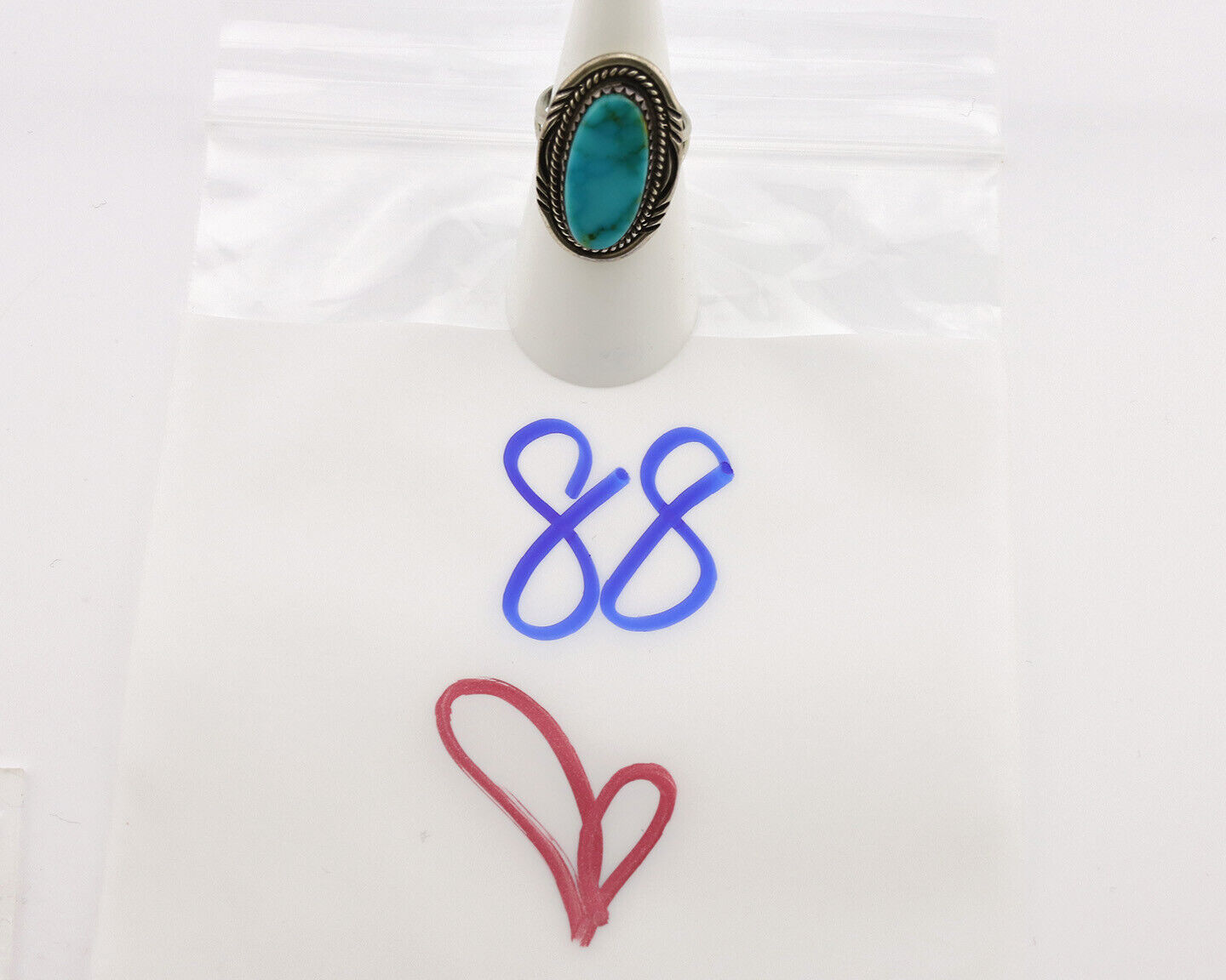 Navajo Ring .925 Silver Nevada Turquoise Native American Artist C.1980's