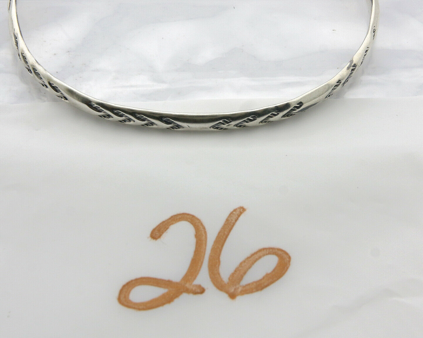 Navajo Bracelet .925 Silver Hand Stamped Arrow Head Artist I Montoya C80s