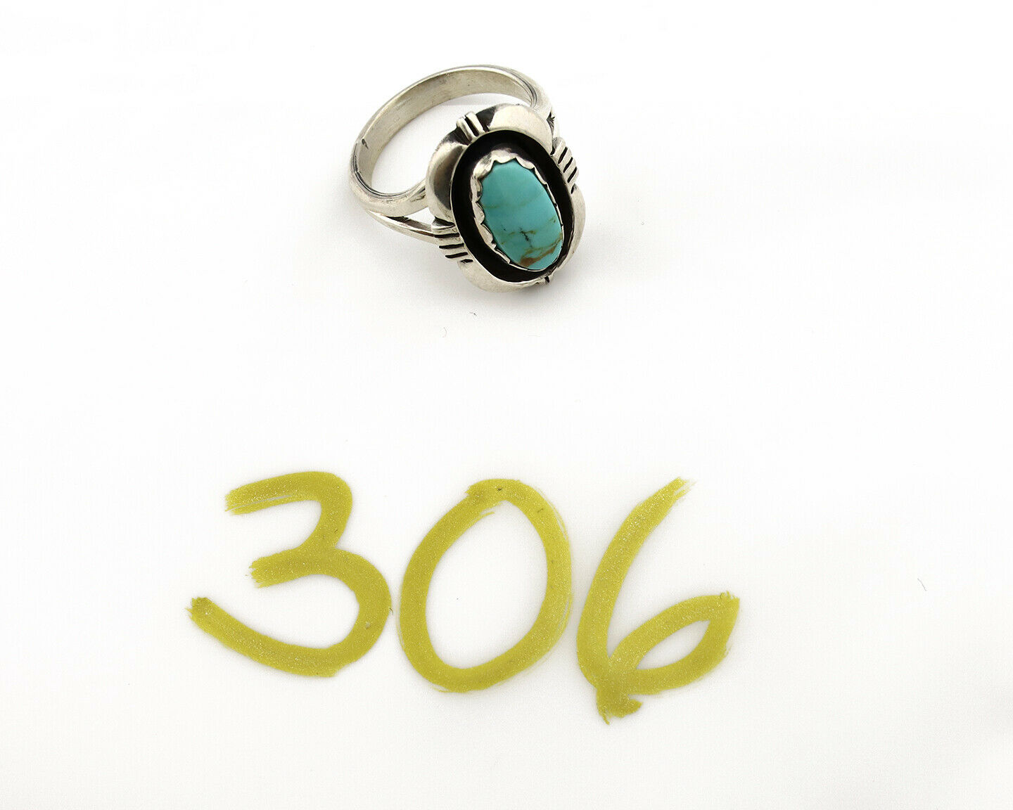 Navajo Ring .925 Silver Kingman Turquoise Handmade Native American Artist C.80's