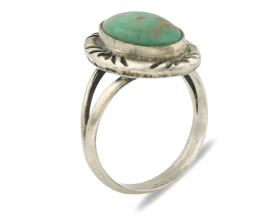 Navajo Ring .925 Silver Natural Mined Turquoise Native Artist Signed C.80's