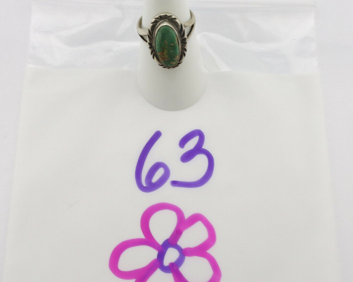 Navajo Ring .925 Silver Natural Mined Turquoise Native Artist Signed C.80's