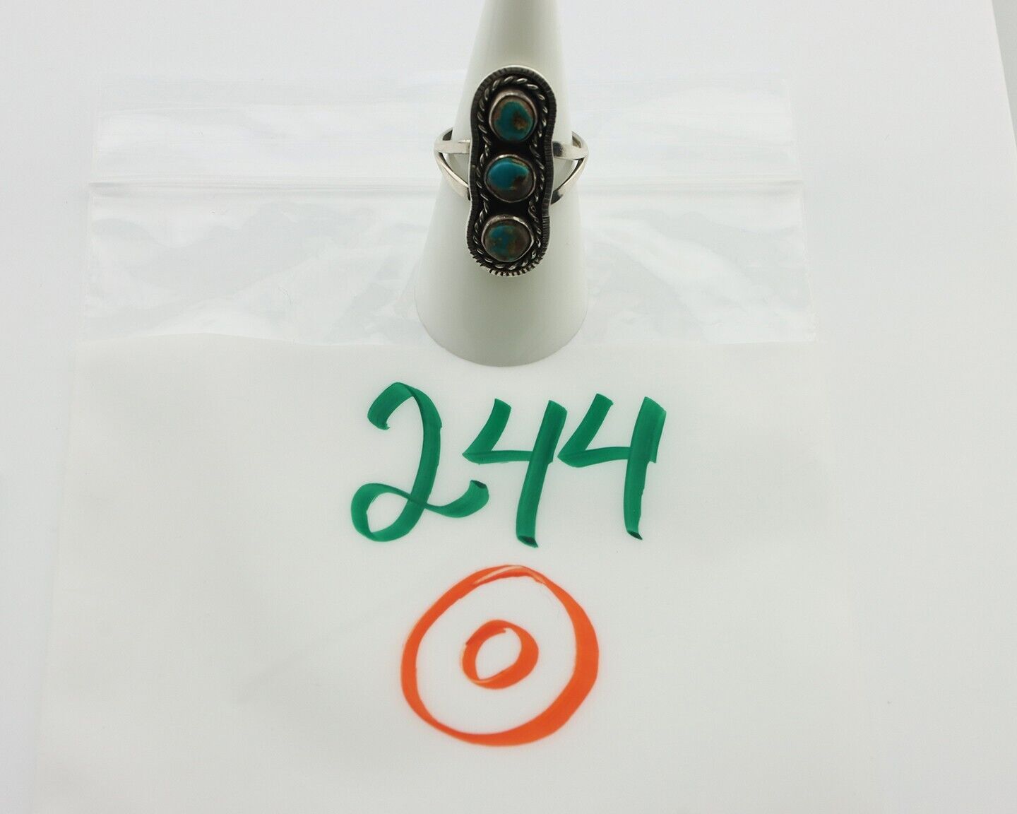 Navajo Ring .925 Silver Natural Blue Turquoise Native American Artist C.80's