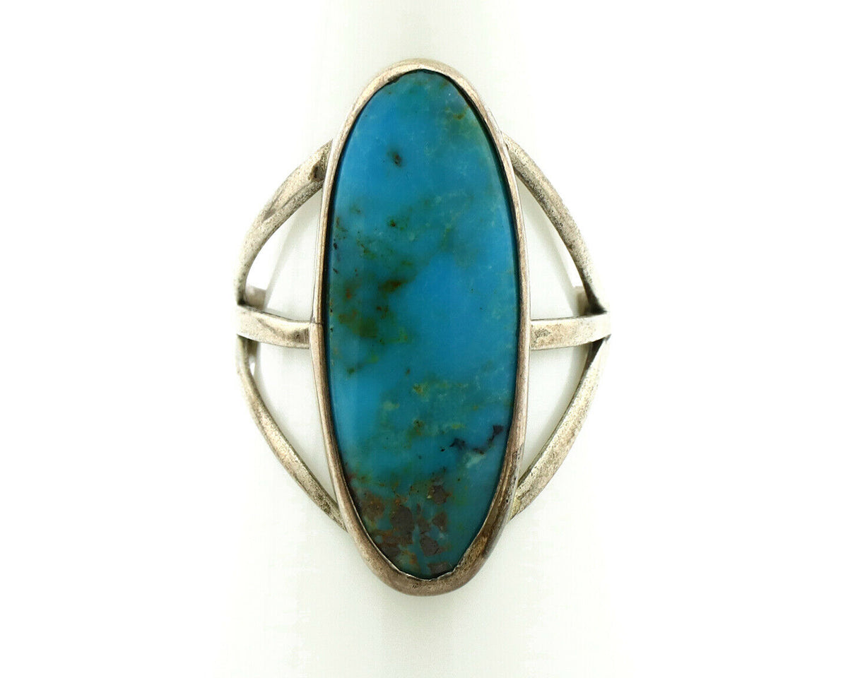 Navajo Ring .925 Silver Nevada Turquoise Native American Artist C.80's