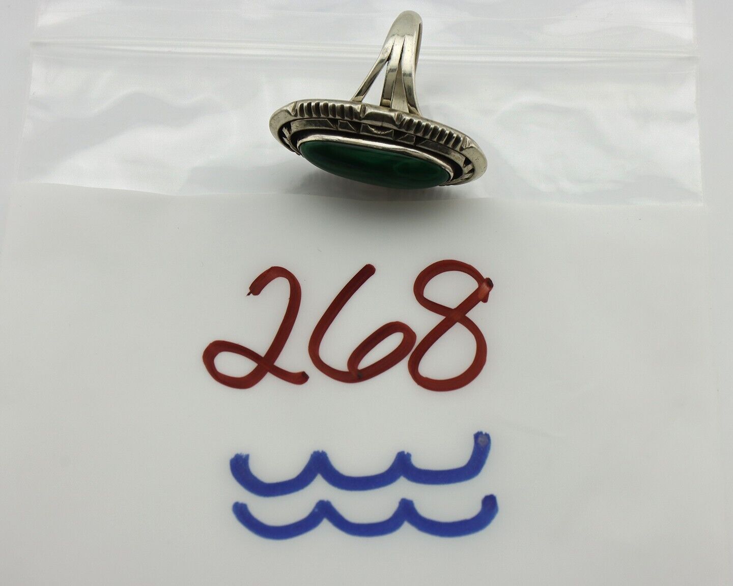 Navajo Ring 925 Silver Natural Malachite Artist Signed William Denetdale C.80's