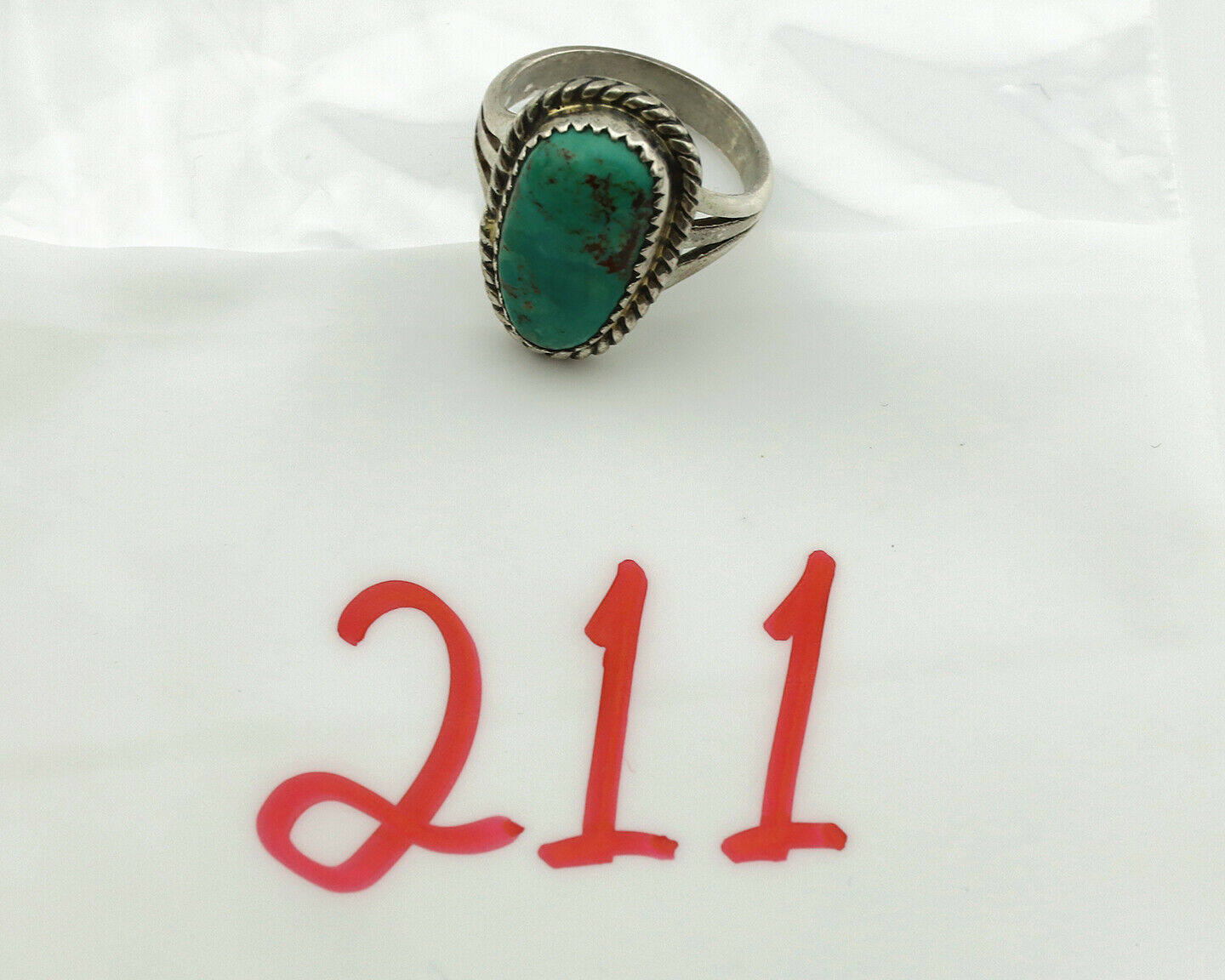 Navajo Ring .925 Silver Kingman Turquoise Native American Artist C.1980's