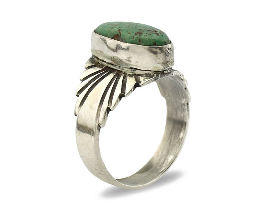 Navajo Ring .925 Silver Blue Green Arizona Turquoise Artist Signed Apache C.80's
