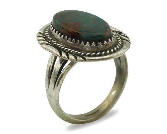 Navajo Ring .925 Silver Nevada Turquoise Native American Artist C.1980's