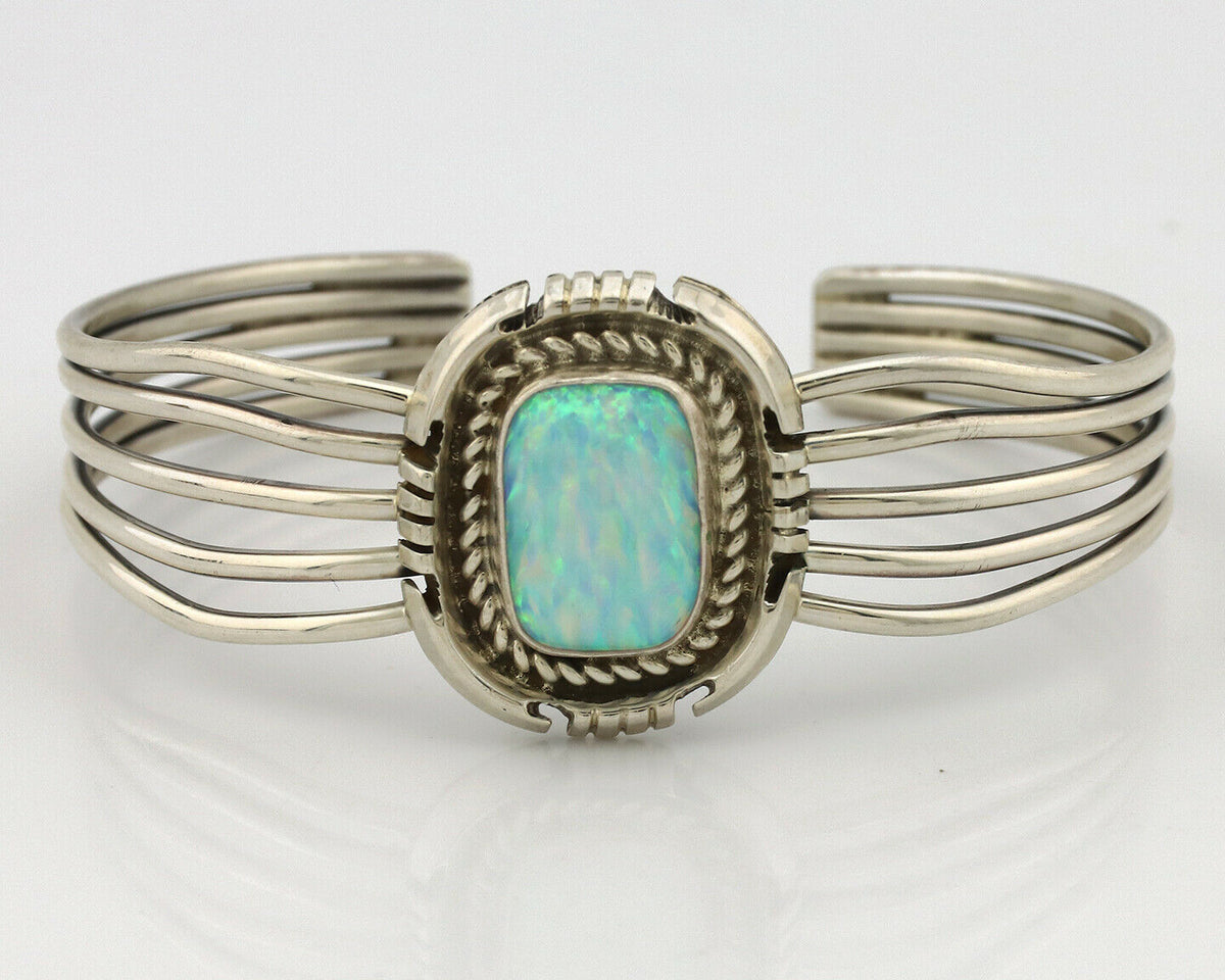 Navajo Bracelet .925 Silver Natural Pink Mussel Signed Hyson Craig C.90's