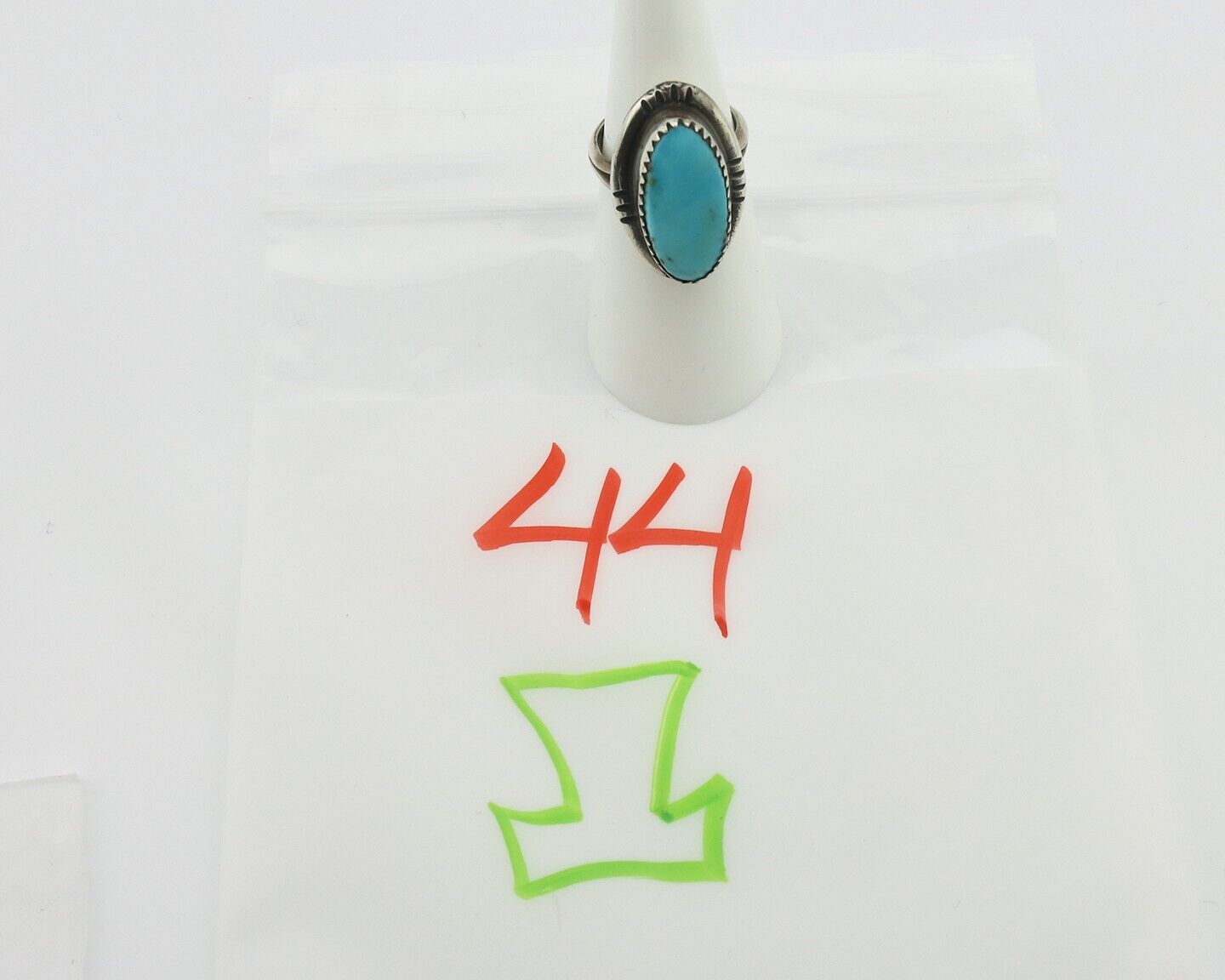 Navajo Ring .925 Silver Natural Blue Turquoise Native American Artist C.80's