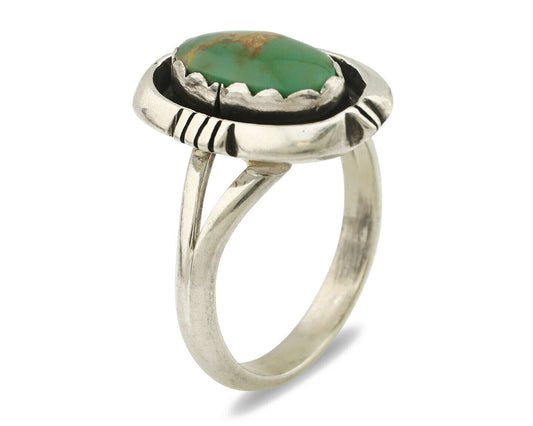 Navajo Ring .925 Silver Kingman Turquoise Handmade Native American Artist C.80's
