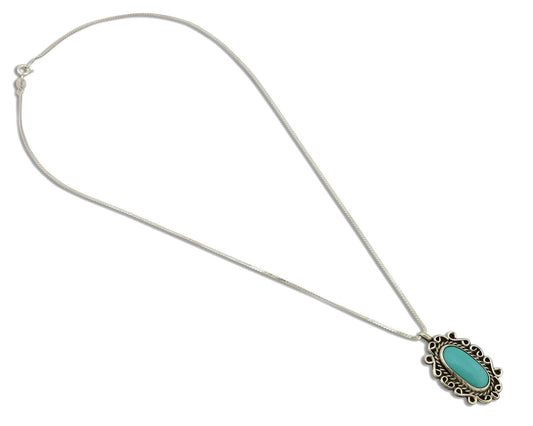 Navajo Handmade Cross Necklace 925 Silver Blue Turquoise Signed W C.80's