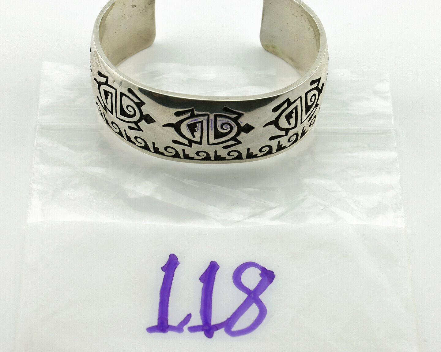 Hopi Turtle Bracelet .925 Silver Artist Signed Mitchell Sockyma C.90's