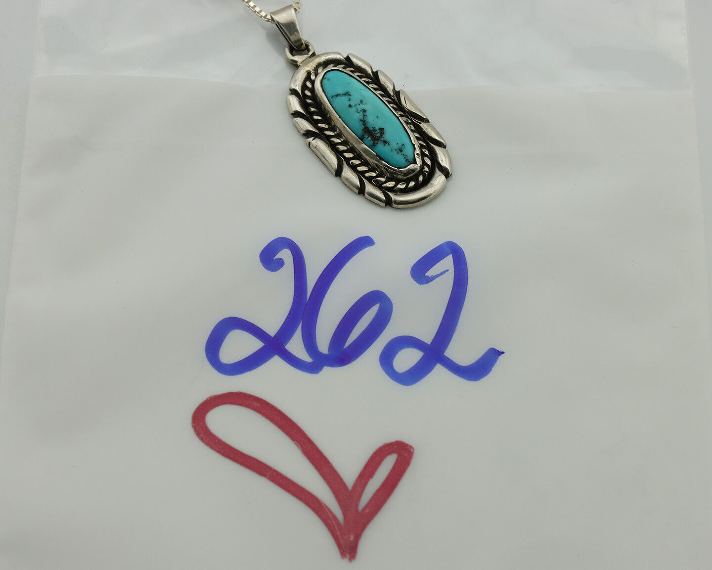 Navajo Necklace .925 Silver Sleeping Beauty Turquoise Signed M Montoya C.80's