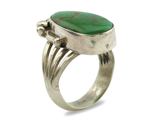 Navajo Ring .925 Silver Kingman Turquoise Native American Artist C.1980's
