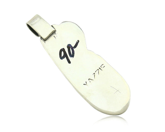 Navajo Pendant .925 Silver Real Natural Pink Mussel Signed Yazzie C.80's