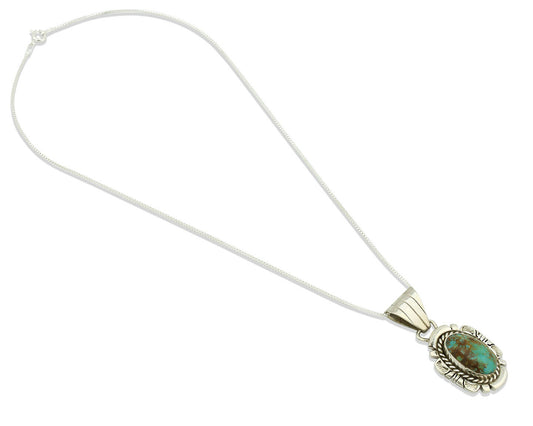 Navajo Necklace .925 Silver Kingman Turquoise Signed JP C.1980's