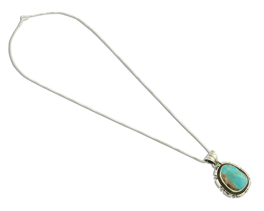 Navajo Necklace .925 Silver Kingman Turquoise Native American Artist C.1980's