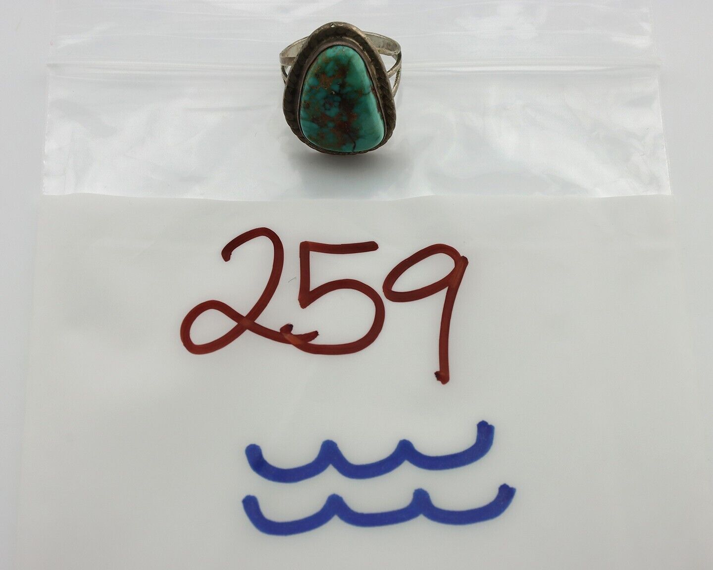Navajo Ring 925 Silver Natural Blue Turquoise Native Signed DZ C.80's