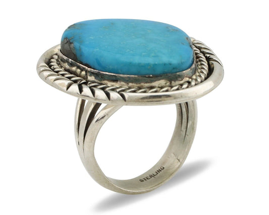 Navajo Ring 925 Silver Blue Turquoise Native American Artist C.80's