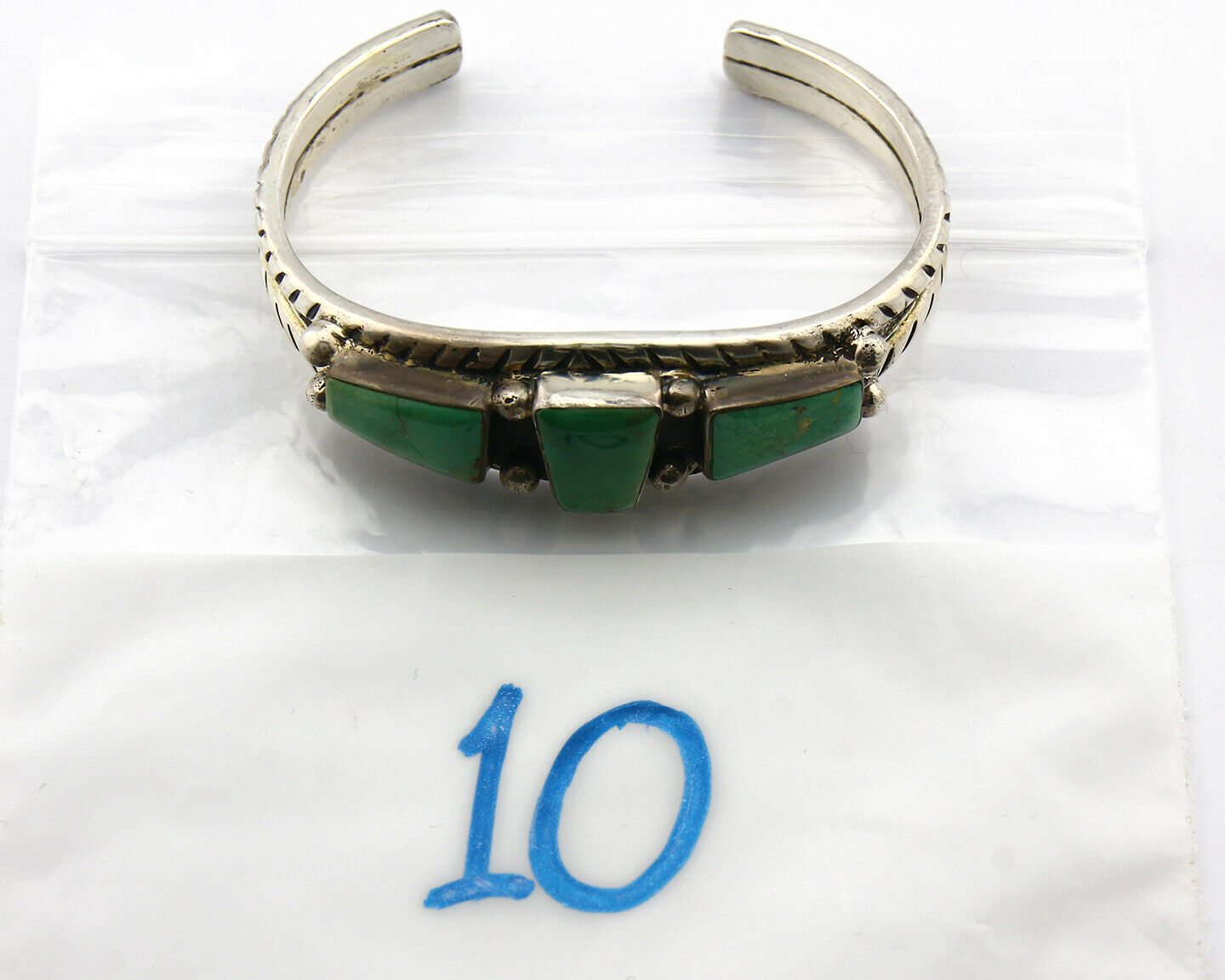 Navajo Turquoise Bracelet .925 Silver Handmade Signed Artist RC C.80's