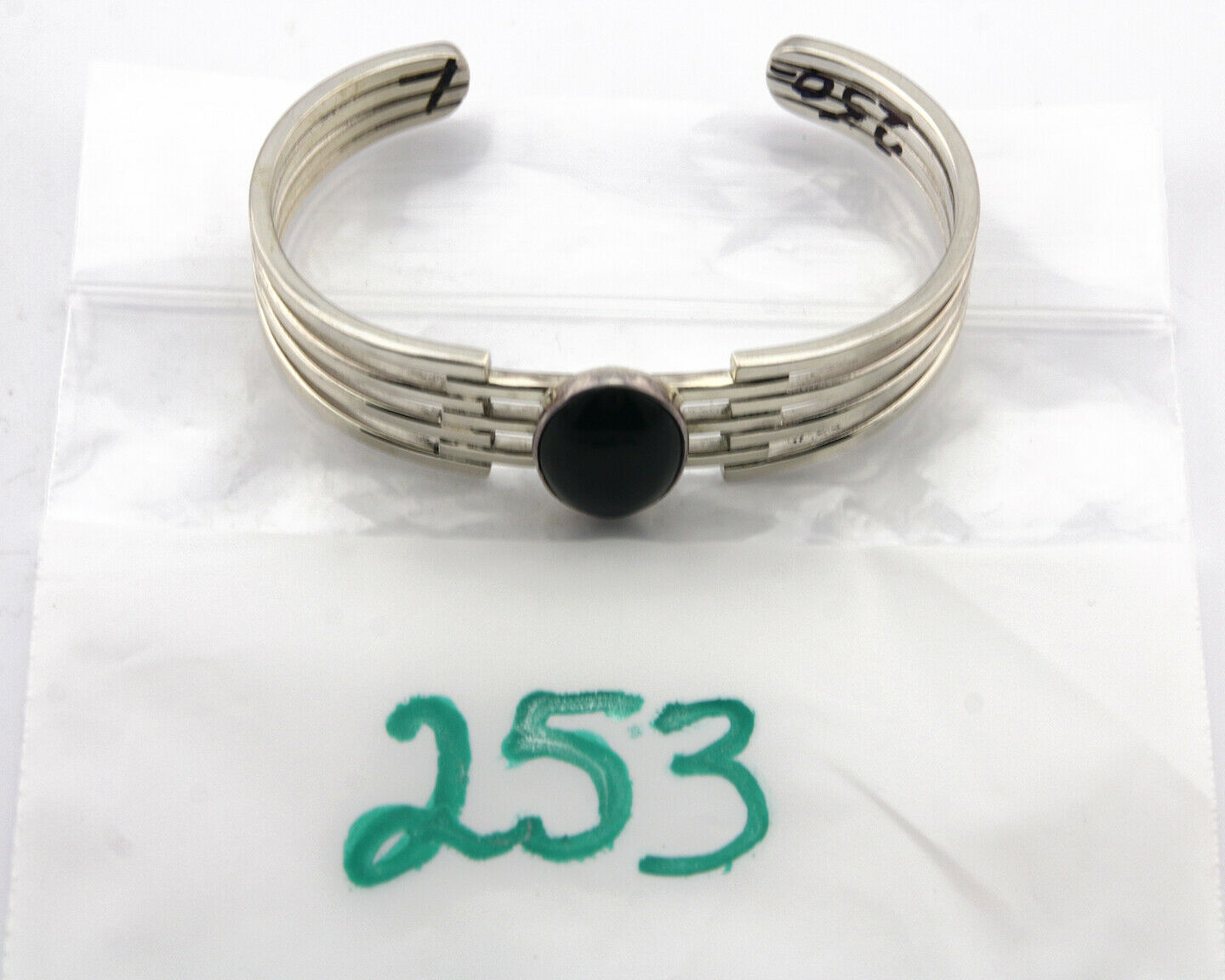 Mexican Bracelet .925 Silver Artist Signed PM Black Onyx C.80's