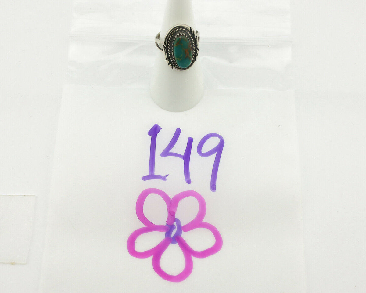 Navajo Ring .925 Silver Natural Turquoise Native American Artist C.1980's