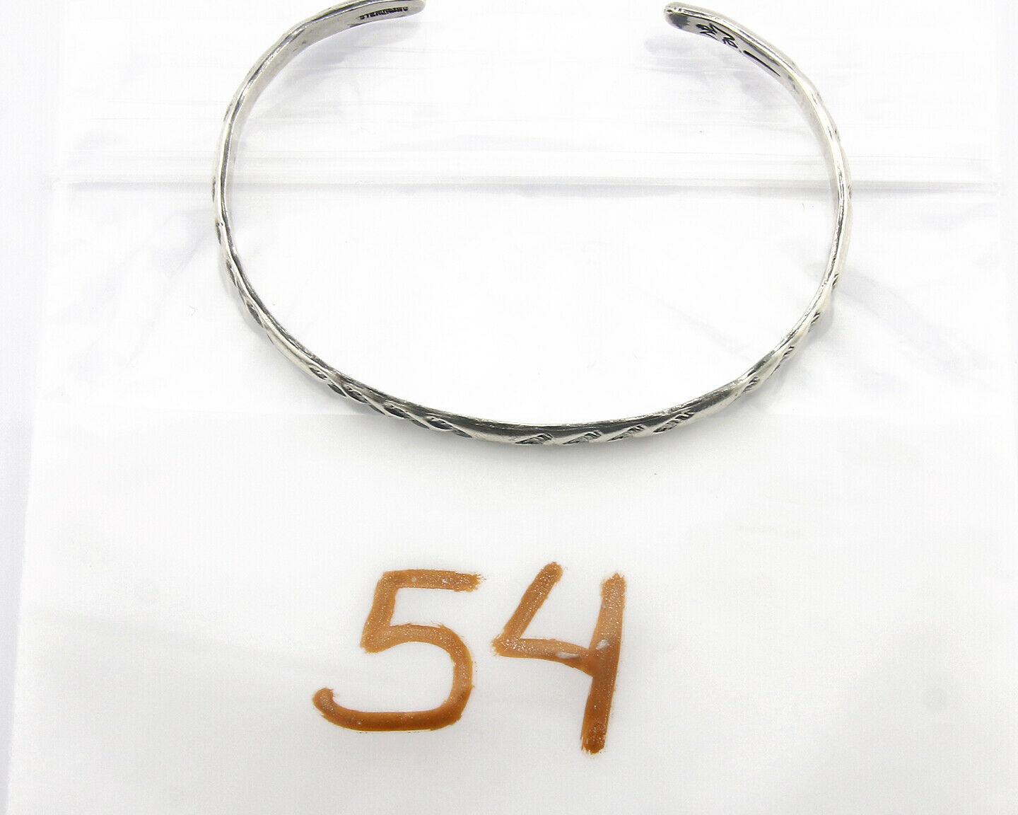 Navajo Bracelet .925 Silver Hand Stamped Arrow Head Artist I Montoya C.80's