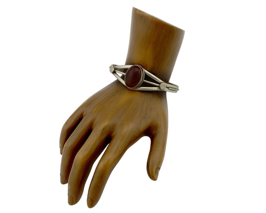 Navajo Bracelet .925 Silver Natural Carnelian Native American C.90's