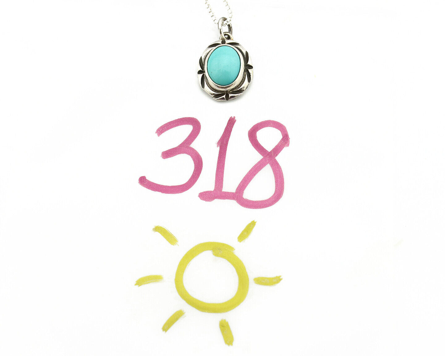 Navajo Necklace 925 Silver Sleeping Beauty Turquoise Native Artist C.80's