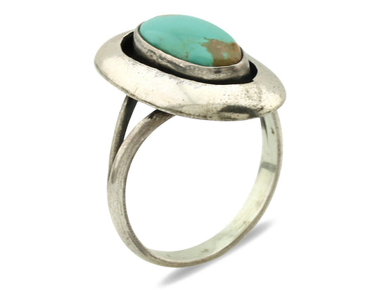 Navajo Ring .925 Silver Kingman Turquoise Artist Signed M Montoya C.80's