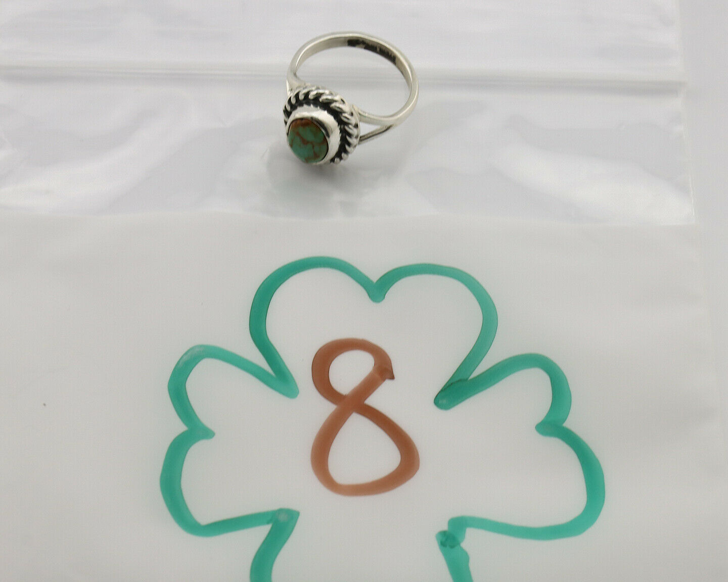 Navajo Ring .925 Silver Kingman Turquoise Artist Signed Gecko C.90's