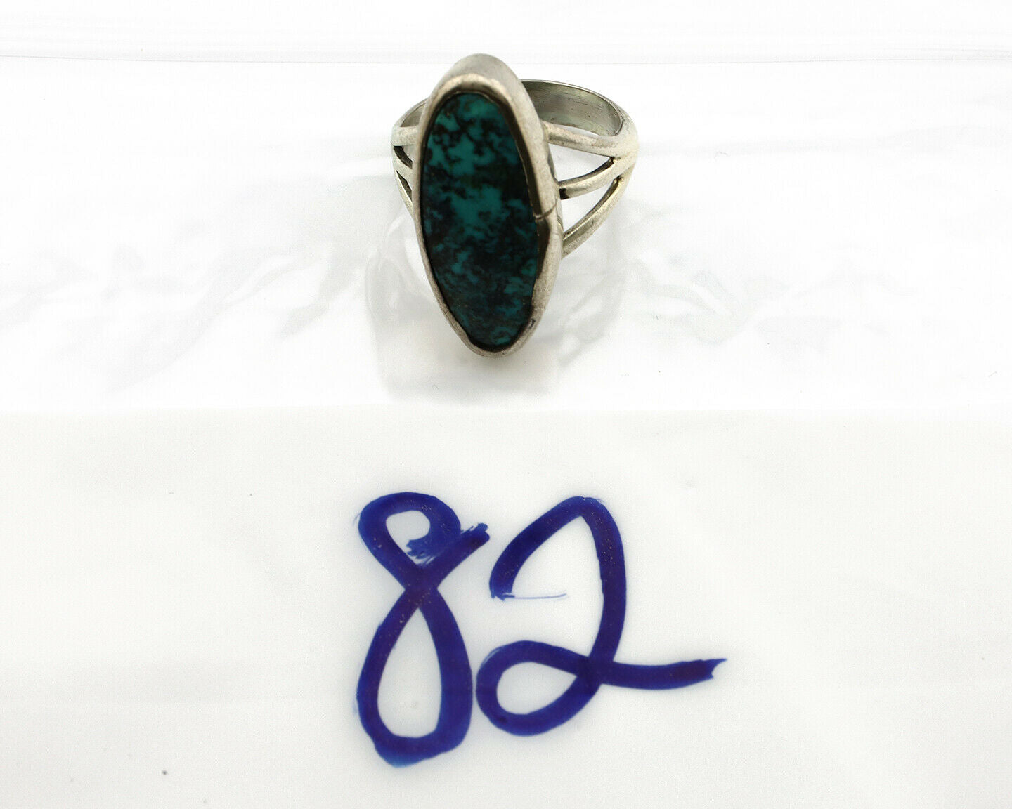 Navajo Ring .925 Silver Spiderweb Turquoise Native American Artist C80s