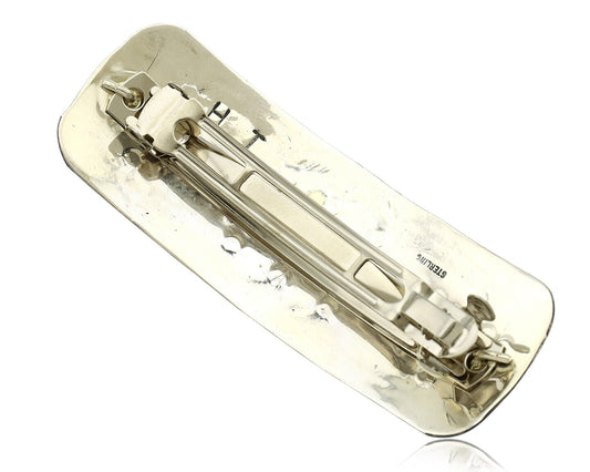 Navajo Hair Clip Barrette .925 Silver Hand Stamped Artist Signed Harold Tom C80s