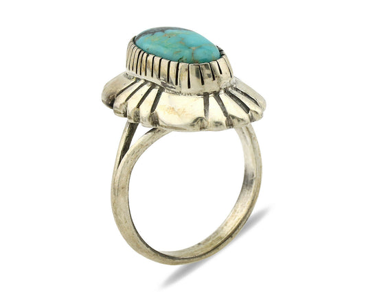 Navajo Ring .925 Silver Arizona Turquoise Signed M Montoya C.80's