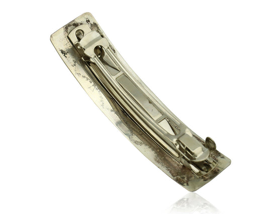 Women's Navajo Hair Clip .925 Silver Inlaid Black Onyx Native American Artist