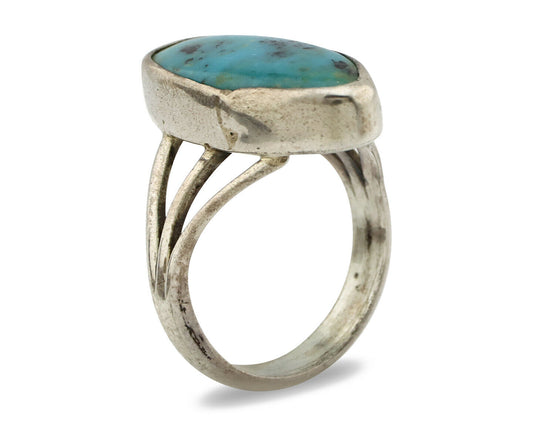 Navajo Ring .925 Silver Arizona Turquoise Native American Artist C80s