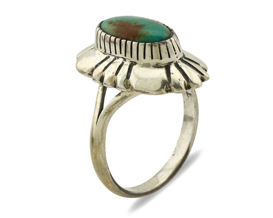 Navajo Ring .925 Silver Natural Mined Turquoise Artist Signed M Montoya C.80's