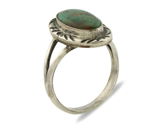 Navajo Ring .925 Silver Kingman Turquoise Native Artist Signed C.80's
