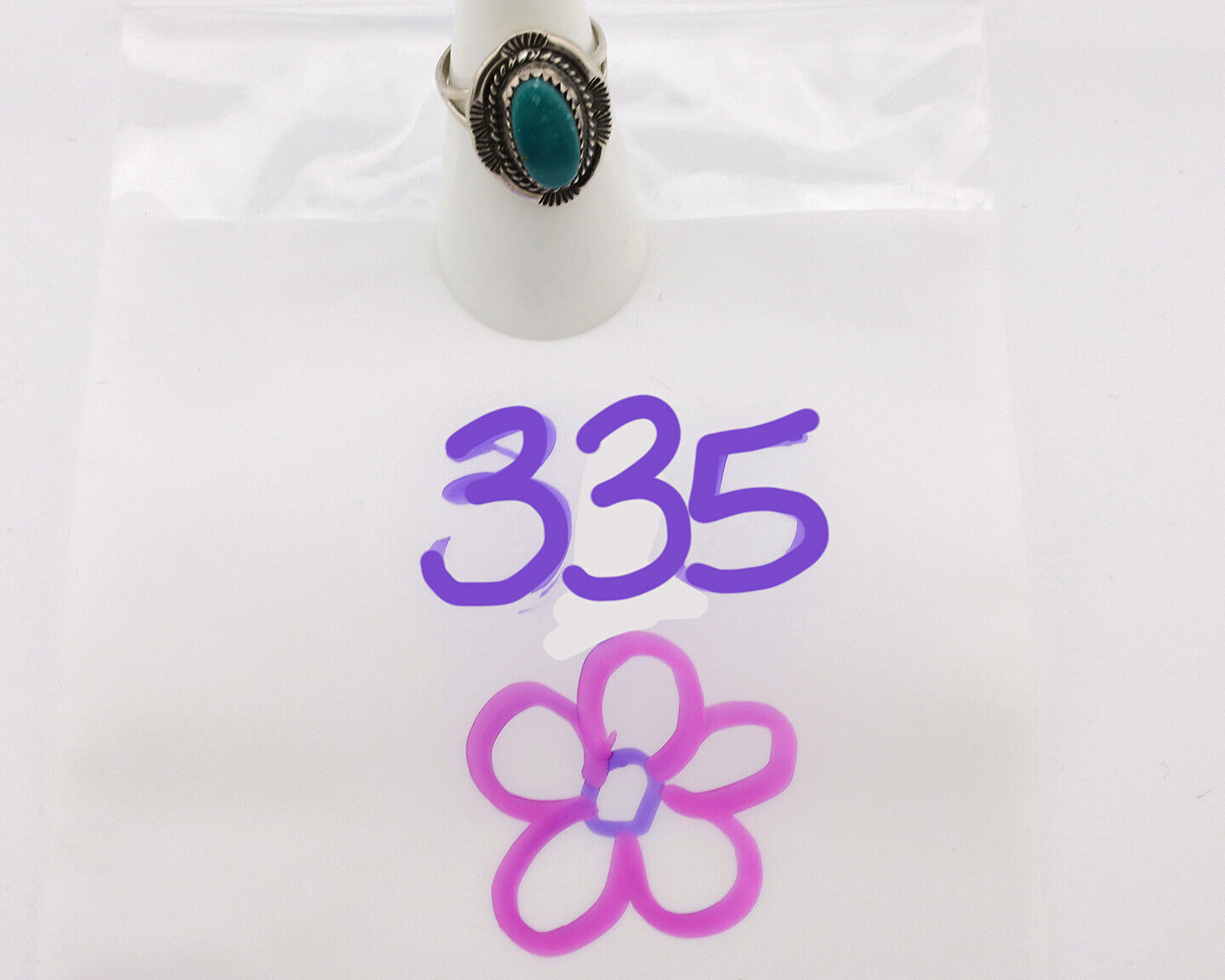 Navajo Ring .925 Silver Turquoise Mountain Native American Artist C.1980's