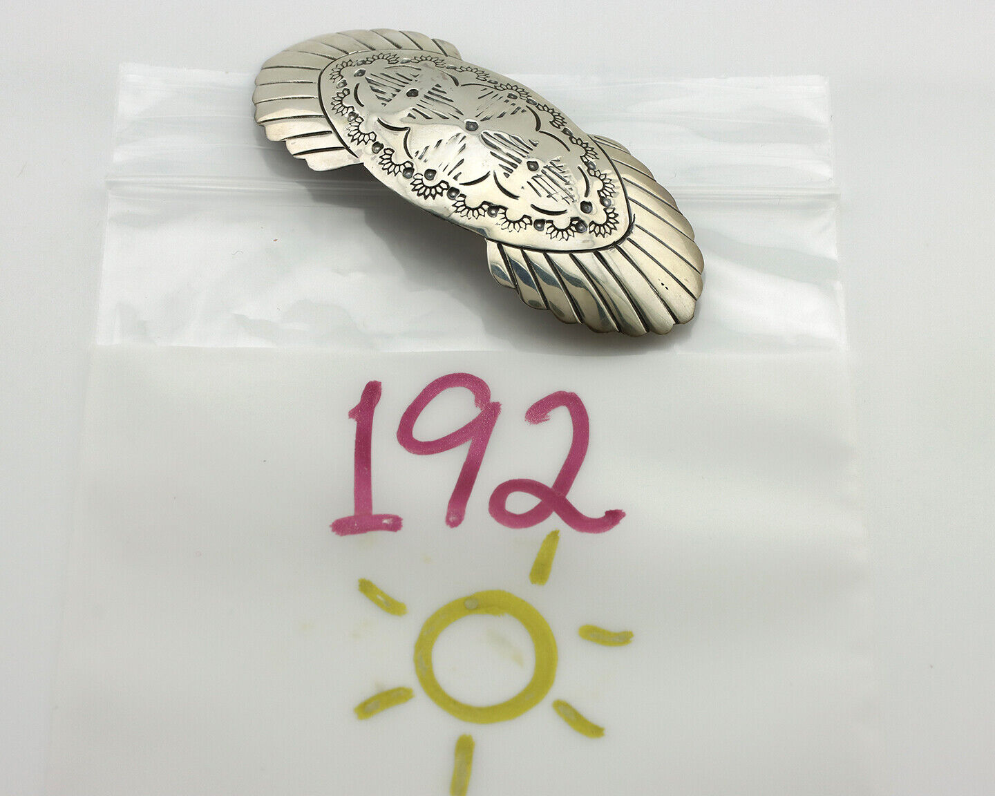 Navajo Hair Clip Barrette .925 Silver Hand Stamped Artist Signed C Montoya C80s