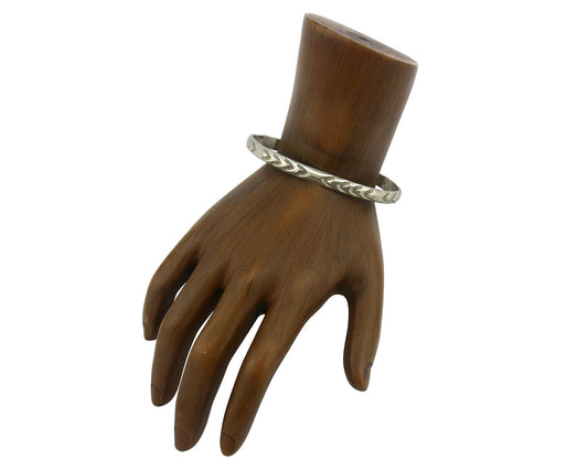 Navajo Bracelet .925 Silver Hand Stamped Arrow Head Artist I Montoya C.80's