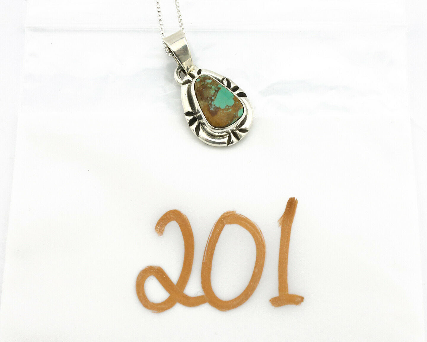 Navajo Necklace .925 Silver Kingman Turquoise Signed Gecko C.1980's